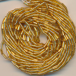 Stiftperlen kristall-gold, Silbereinzug, Inhalt 22 g, Gr&ouml;&szlig;e 1,8 x 4,7 mm, Strang