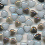 Glasperlen alabaster weiß Goldüberzug, Inhalt 20 Stück, Größe 6 mm, Herz