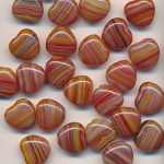 Glasperlen rot-bunt marmor, Inhalt 30 St&uuml;ck, Gr&ouml;&szlig;e 8 mm