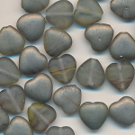 Glasperlen zinn-grau Silbereinzug, Inhalt 20 Stück, Größe 10 mm, Herz
