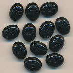 Glasperlen schwarz, Inhalt 12 Stück, Größe 14 x 11 mm