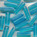 Glasperlen aqua-blau rainbow, Inhalt 12 Stück, Größe 15 x 5 mm