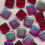 Glasperlen rubin-rot rainbow, Inhalt 12 Stück, Größe 9 mm