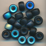 Glasperlen schwarz matt rainbow, Inhalt 20 St&uuml;ck, Gr&ouml;&szlig;e 9 x 6 mm, Rondell-Perlen