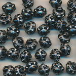 Glasperlen schwarz-silber, Inhalt 18 St&uuml;ck, Gr&ouml;&szlig;e 8 x 7 mm, Blume