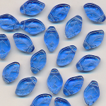 Glasperlen tinten blau, Inhalt 20 Stück, Größe 12 x 8 mm, Tropfen