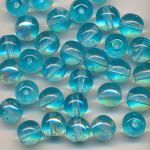Glasperlen aqua-blue rainbow, Inhalt 32 Stück, Größe 6 mm, Kugeln