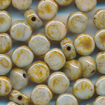 Glasperlen beige-braun, Inhalt 30 St&uuml;ck, Gr&ouml;&szlig;e 5 mm, Scheibe