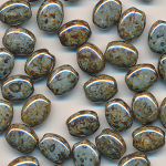 Glasperlen türkis lüster, Inhalt 30 Stück, Größe 8 x 6 mm, gefleckt