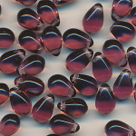 Glasperlen amethyst transparent, Inhalt 20 St&uuml;ck, Gr&ouml;&szlig;e 9x6 mm, Tropfen