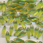 Glasperlen mai-grün, Inhalt 30 Stück, Größe 10 x 4 mm, Tropfen