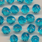 Facettenperlen ozean-blau transparent, Inhalt 10 St&uuml;ck, Gr&ouml;&szlig;e 8 mm