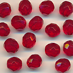 Facettenperlen rot transparent, Inhalt 12 St&uuml;ck, Gr&ouml;&szlig;e 8 mm