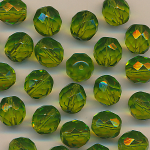 Facettenperlen smaragd-grün,  Inhalt 12 Stück, Größe 10 mm