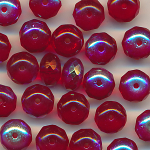 Facettenperlen rubin-rot rainbow, Inhalt 20 St&uuml;ck, Gr&ouml;&szlig;e 8 x 5 mm, flachrund
