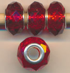Modulperle, Facettenglasperle, rot, Inhalt 2 St&uuml;ck, Gr&ouml;&szlig;e ca. 14 mm