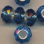 Facettenperlen blau, Inhalt 2 Stück, Größe 14 mm