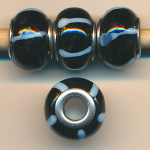Modulperle Glasperle schwarz weiß, Inhalt 2 Stück, Größe ca. 14 mm