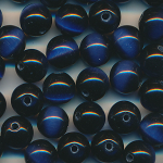 Katzenaugen nacht-blau, Inhalt 12 St&uuml;ck, Gr&ouml;&szlig;e 8 mm, cat eye Glasperlen