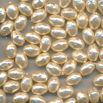 Krepp-Perlen perlmutt, Inhalt 100 St&uuml;ck, Gr&ouml;&szlig;e 7 x 5 mm, Glasperlen, Olive