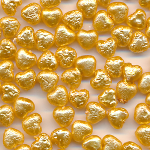 Krepp-Perlen gold, Inhalt 100 St&uuml;ck, Gr&ouml;&szlig;e 6 mm, Glasperlen, Herz