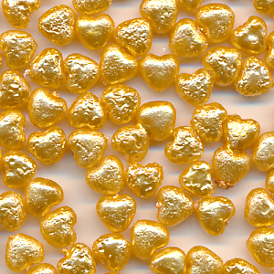 Krepp-Perlen gold, Inhalt 30 Stück, Größe 6 mm, Glasperlen, Herz