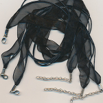 Collier 3-reihig Baumwollband + Organzaband mit Karabiner schwarz, Größe 48 cm, Inhalt 3 Stück