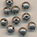 Metallperlen silberfarbig, Inhalt 5 St&uuml;ck, Gr&ouml;&szlig;e 8 mm, Kugel