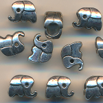 Metallperlen silber, Inhalt 3 Stück, Größe 11 mm, Elefant