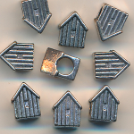 Metallperlen silber, Inhalt 3 St&uuml;ck, Gr&ouml;&szlig;e 11 mm, Haus