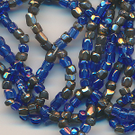 Cut-Perlen antrazit schwarz blau, Inhalt 10,0 g, Gr&ouml;&szlig;e 11/0, Mix antik facettiert Strang