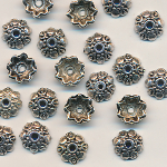Perlkappen silber-antik, Inhalt 10 St&uuml;ck, Gr&ouml;&szlig;e 10 mm, schwer