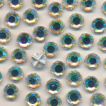 Strass bergkristall rainbow AB, Inhalt18 Stück, Größe 8 mm, gefasst