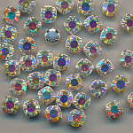 Strass bergkristall rainbow AB, Inhalt 25 Stück, Größe 5 mm, Diamantschliff, gefasst