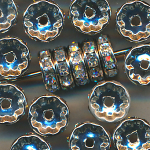 Strass-Rondelle kristall silberfarben, Inhalt 10 Stück, Größe 10 mm, gefasst, Spacer