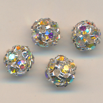 Strasskugel bergkristall rainbow AB silberfarben, 1 St&uuml;ck, Gr&ouml;&szlig;e 8 mm, gefasst, Preciosa