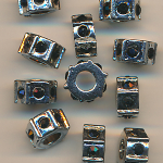 Metallperlen silber-schwarz, Inhalt 3 St&uuml;ck, Gr&ouml;&szlig;e 10 mm, Strass, Spacer