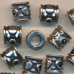 Metallperlen silber-schwarz, Inhalt 3 St&uuml;ck, Gr&ouml;&szlig;e 10 mm, Strass, Spacer