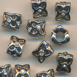 Metallperlen silber-kristall, Inhalt 5 Stück, Größe 9 mm, Strass, Großloch