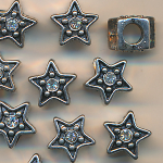 Metallperlen silber-kristall, Inhalt 5 Stück, Größe 12 mm, Strass, Großloch