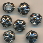Metallperlen silber schwarz, Inhalt 3 St&uuml;ck, Gr&ouml;&szlig;e 12 mm, Strass