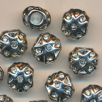 Metallperlen silber-kristall, Inhalt 10 St&uuml;ck, Gr&ouml;&szlig;e 12 mm, Strass