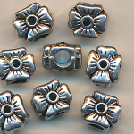 Metallperlen silber-schwarz, Inhalt 5 Stück, Größe 12 mm, Strass, Großloch