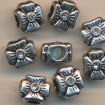 Metallperlen silber kristall, Inhalt 3 St&uuml;ck, Gr&ouml;&szlig;e 12 mm, Strass, Blume