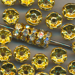 Strass-Rondelle kristall goldfarben, Inhalt 12 St&uuml;ck, Gr&ouml;&szlig;e 8 mm, gefasst, Spacer
