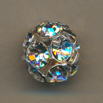 Strasskugel kristall silberfarben, 1 Stück, Größe 14 mm, gefasst, Preciosa