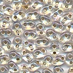 Superduo, Twin-Beads kristall Silbereinzug rainbow, Größe...