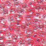 Superduo, Twin-Beads kristall Farbeinzug rosa lüster,...