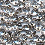 Superduo, kristall antrazit lüster, Inhalt 20 g, Größe 5 x 2,5 mm, Twin-Beads