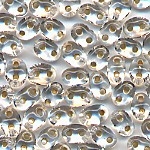 Superduo, kristall Silbereinzug, Inhalt 20 g, Gr&ouml;&szlig;e 5 x 2,5 mm, Twin-Beads